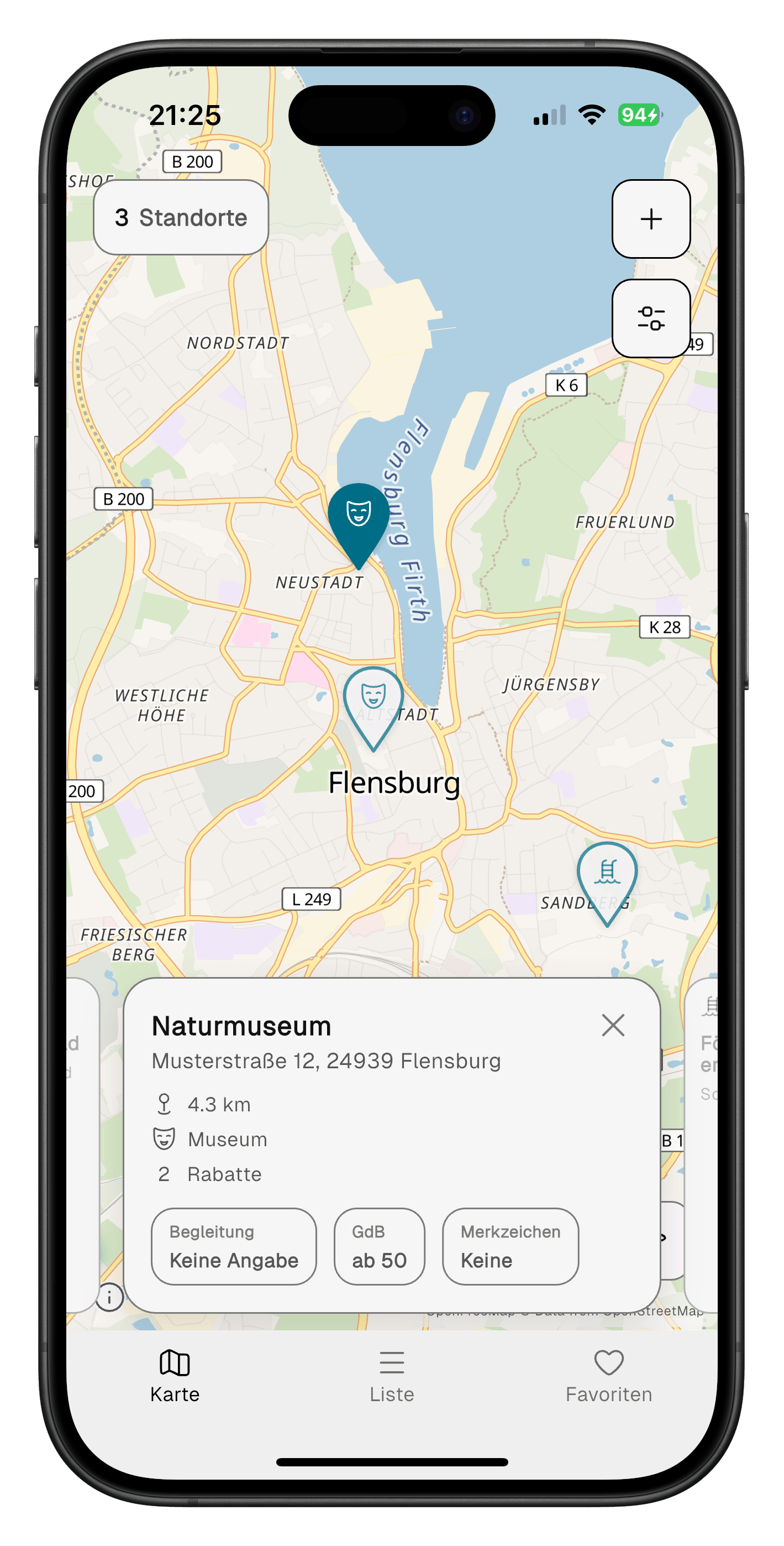 Discountable App Mockup - Karten-Ansicht